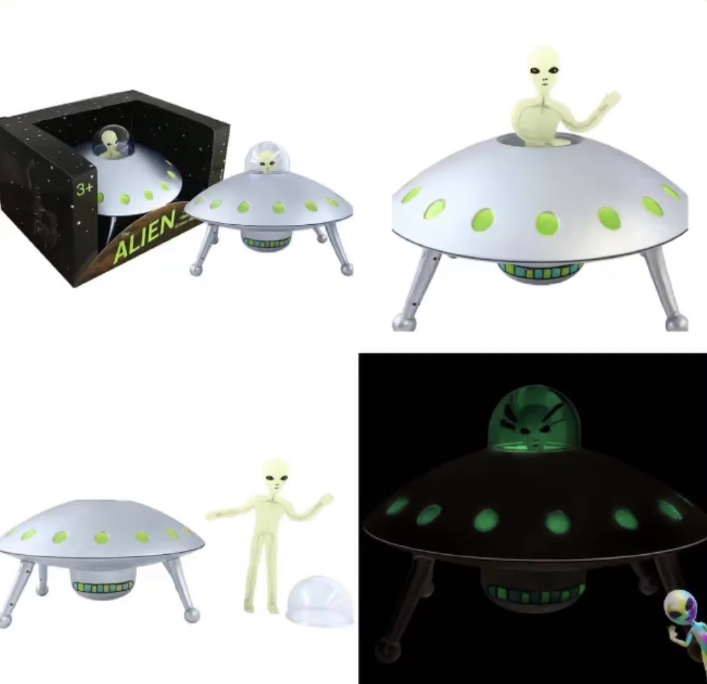 True Form Alien Figure Glow in the Dark Alien Figure with UFO