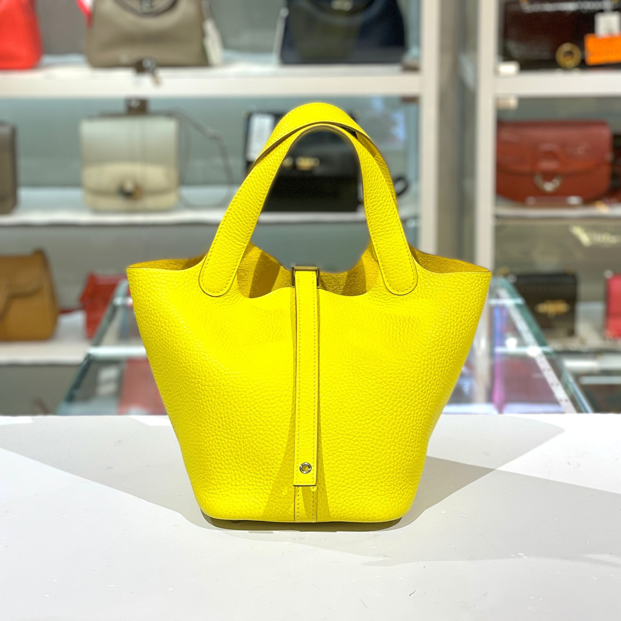 99.9%NEW二手HERMES PICOTIN18 Z刻 9R TC 檸檬黃 #P18 #愛馬仕 #菜籃子 #香榭站正品