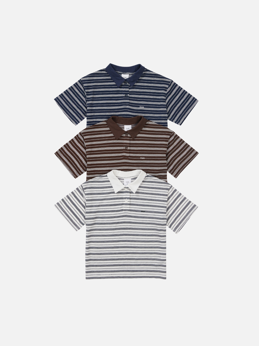 條紋翻領 Polo 衫