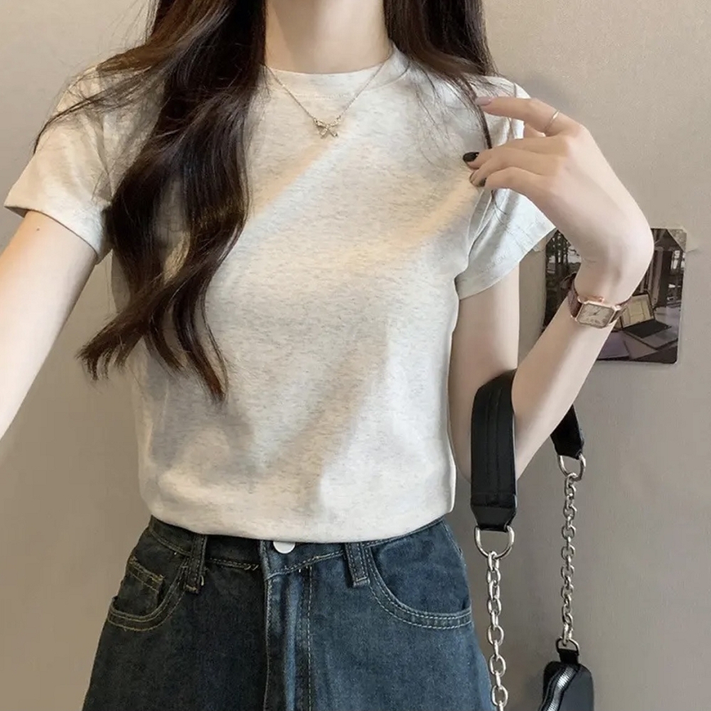 【ASister 小姊姊】AS2474#女裝｜上衣☆經典小圓領正肩舒適棉質素色T恤(3色 S-XL)