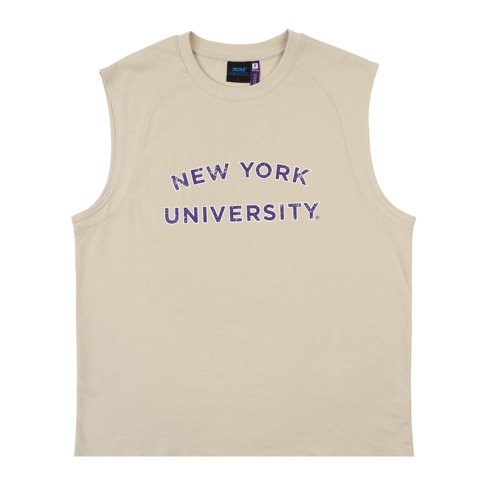 NCAA 背心 卡其 NYU 剪接 印花 休閒背心 中性 7625148531