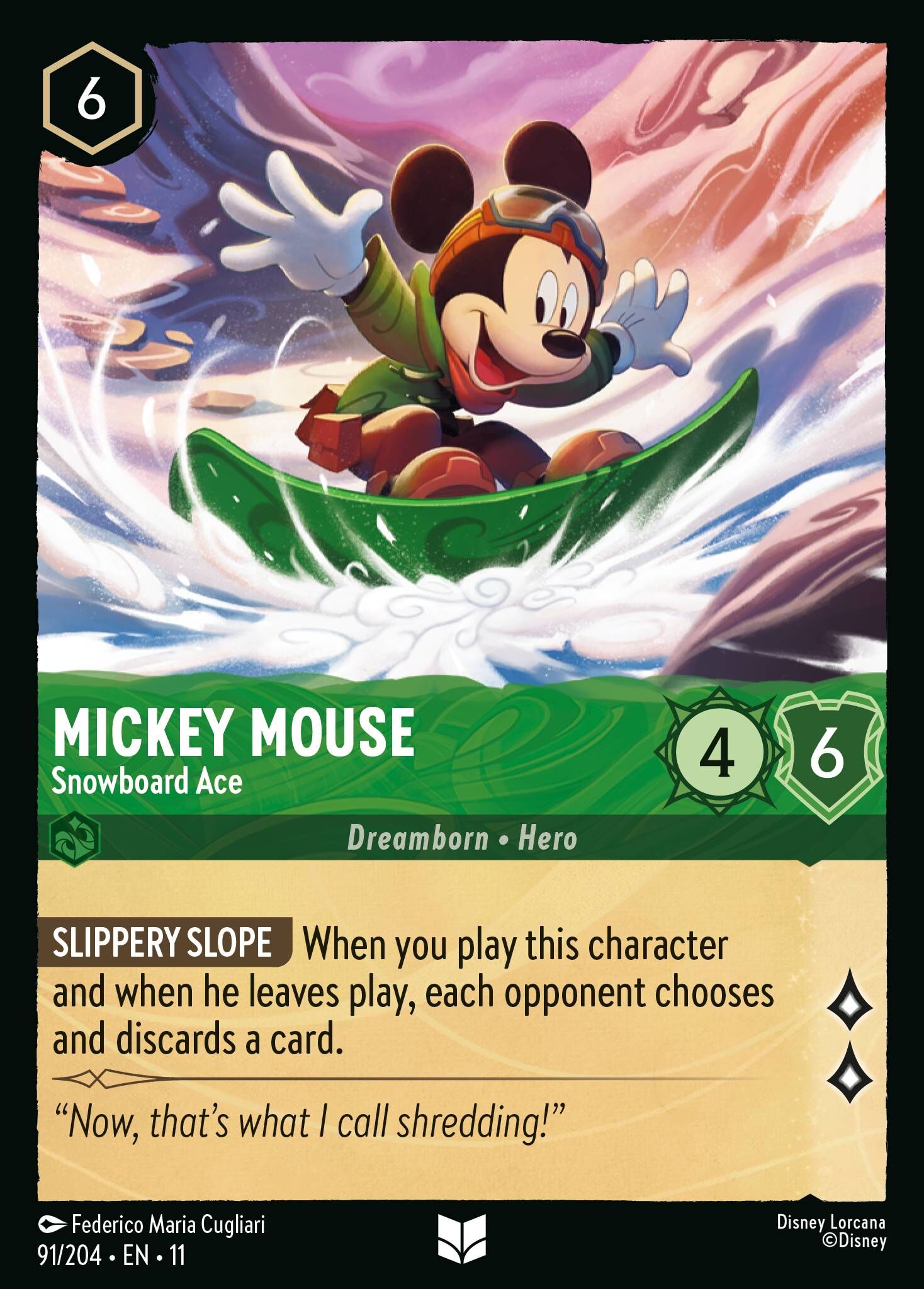 Winterspell - 91/204 Mickey Mouse - Snowboard Ace UC