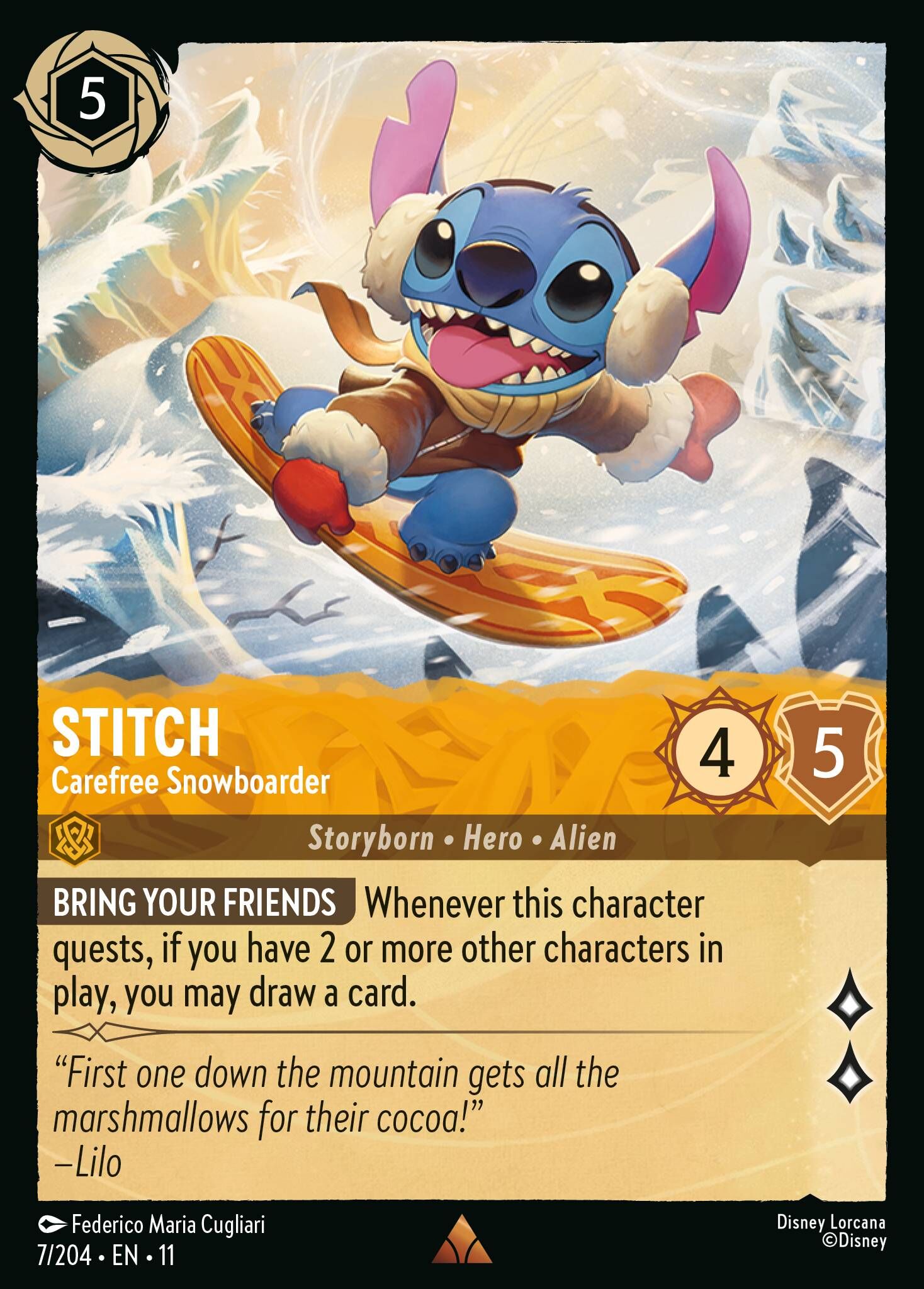 Winterspell - 7/204 Stitch - Carefree Snowboarder R (Foil)