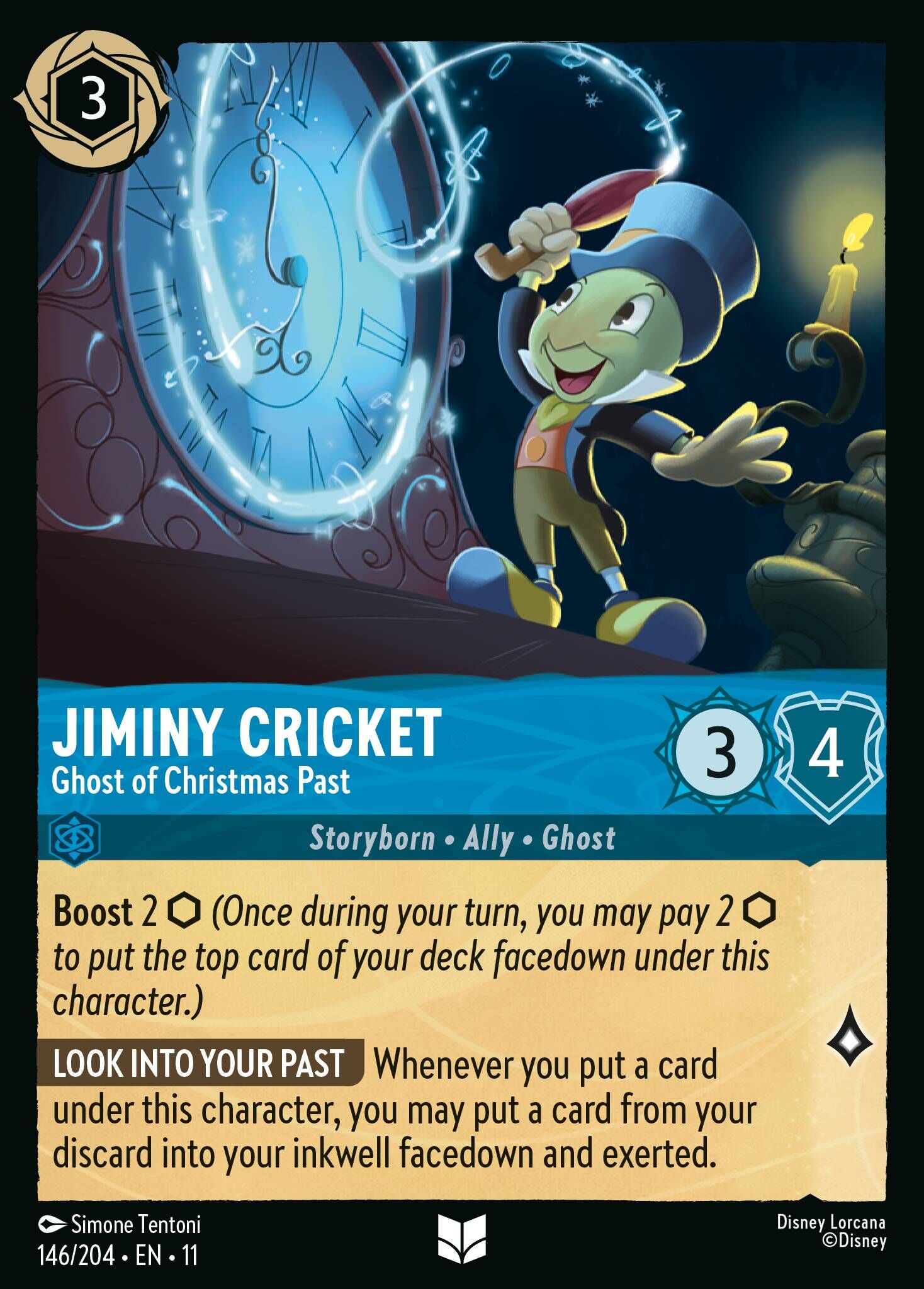 Winterspell - 146/204 Jiminy Cricket - Ghost of Christmas Past UC (Foil)