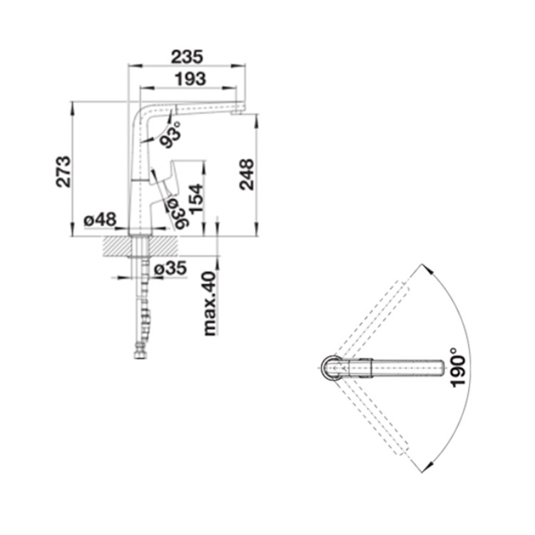 Blanco "Avona-S" 521278 Kitchen Mixer with Pull-Out (Anthracite & Chrome) - GA Approval