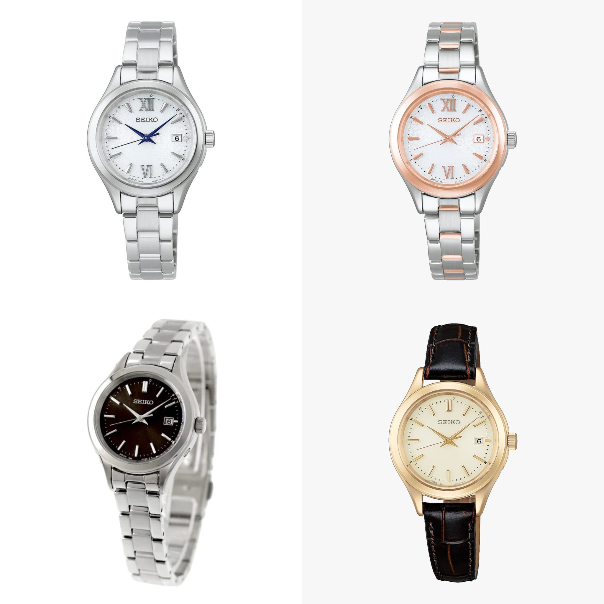 Seiko 精工 Selection Quartz Selection Analog Ladies' Solar Radio-Controlled Watch HFE001J , HFE002J , HFE003J ,HFE004J leather strap , 女士太陽能石英錶 電波校時腕錶