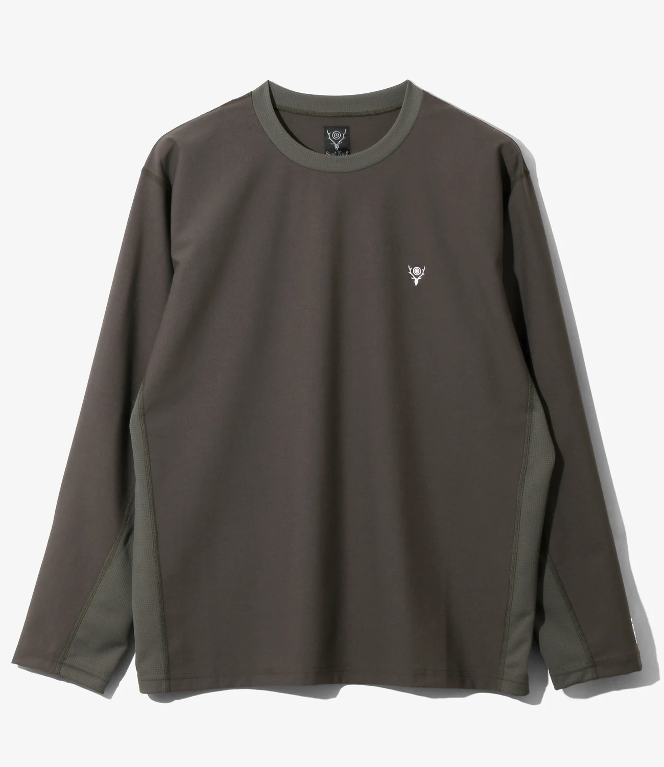 South2 West8｜Base Layer Crew Neck Shirt - Stretch Jersey "Olive"