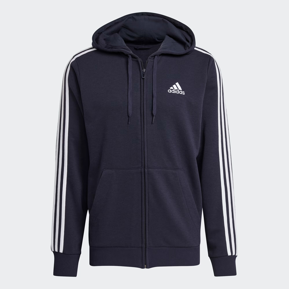 ADIDAS 外套 ESSENTIALS 深藍 三線 經典 連帽外套 男 GK9033
