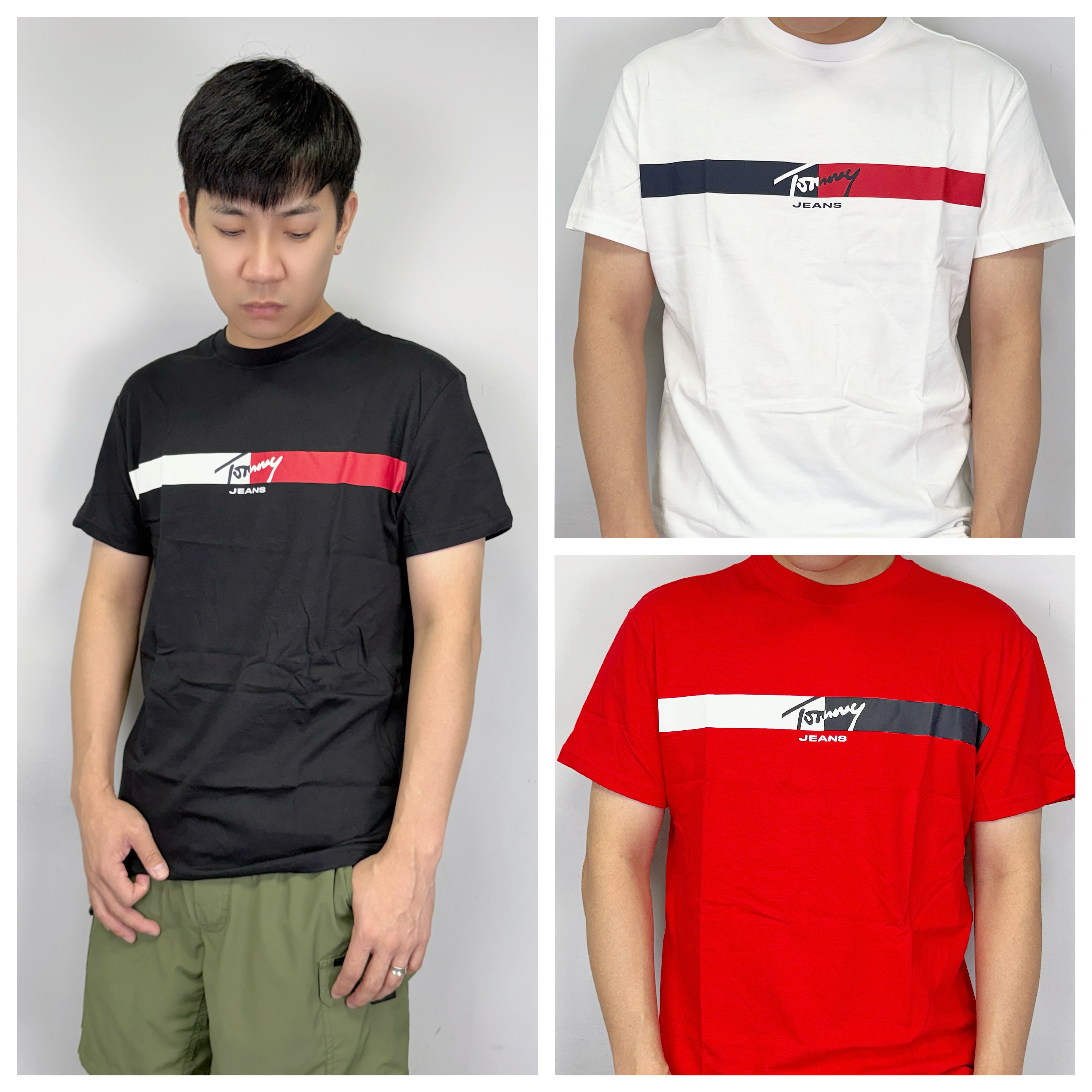 Tommy Jeans 雙色橫條草寫字母 短袖上衣 短T