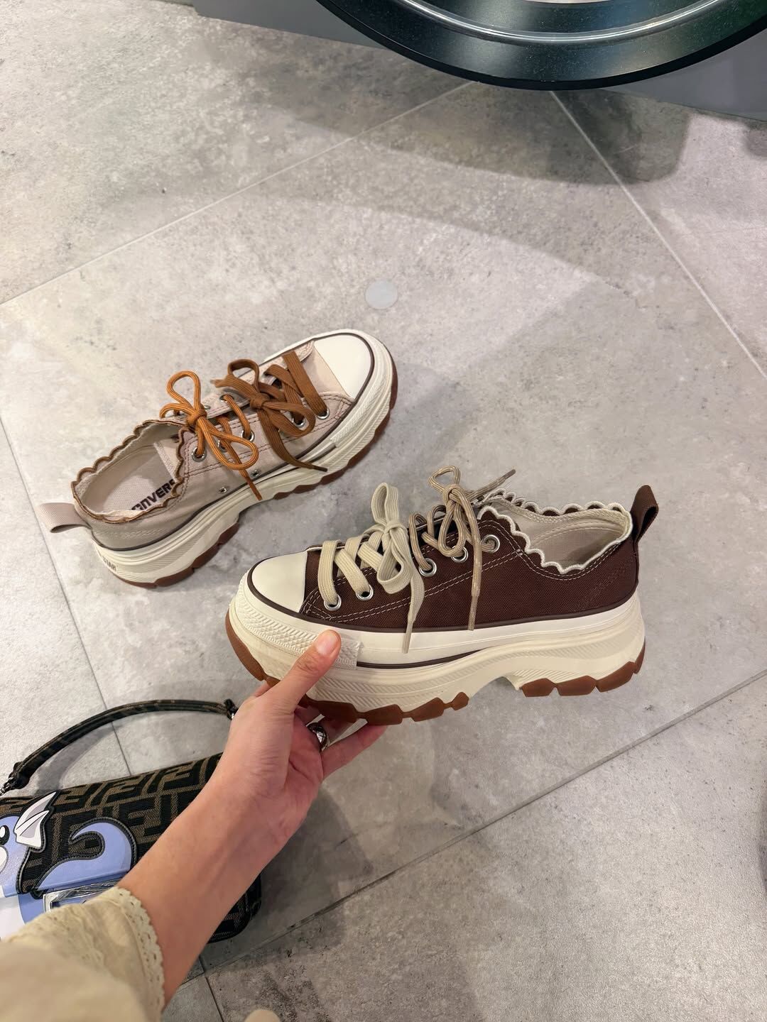 Converse All Star Trekwave Laceedge OX 日本限定 奶油棕 捲邊 鞋帶 增高 厚底 帆布鞋 31317971
