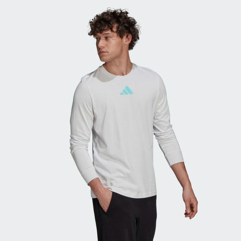ADIDAS 長袖 GRAPHIC TEE 白色 薄長T 上衣 男 GU3636