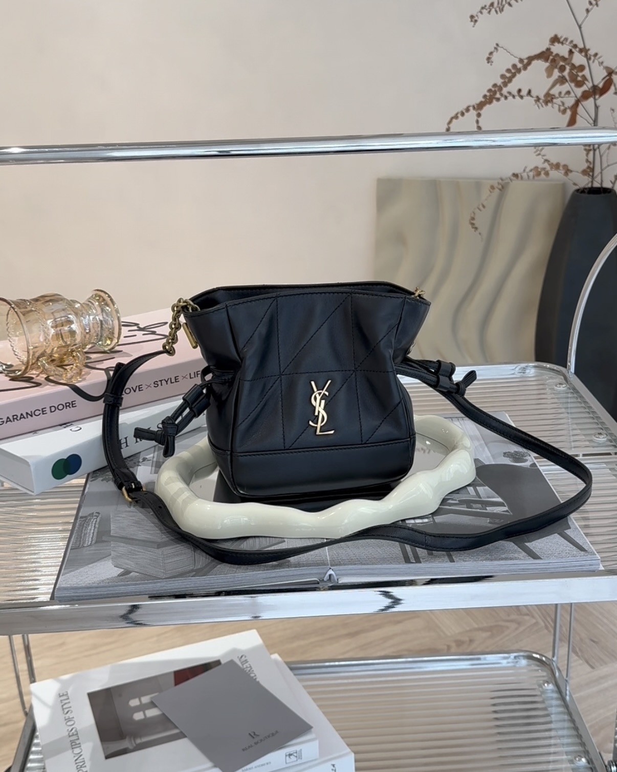 YSL｜JAMIE 迷你羊皮肩包 黑色