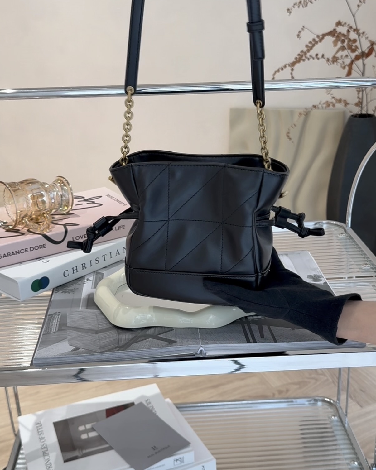 YSL｜JAMIE 迷你羊皮肩包 黑色