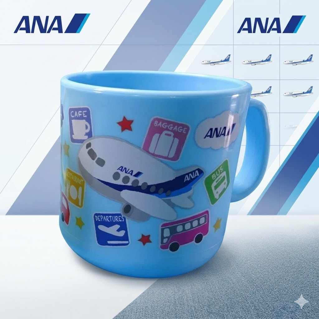 ANA 全日空 藍色塑膠馬克杯