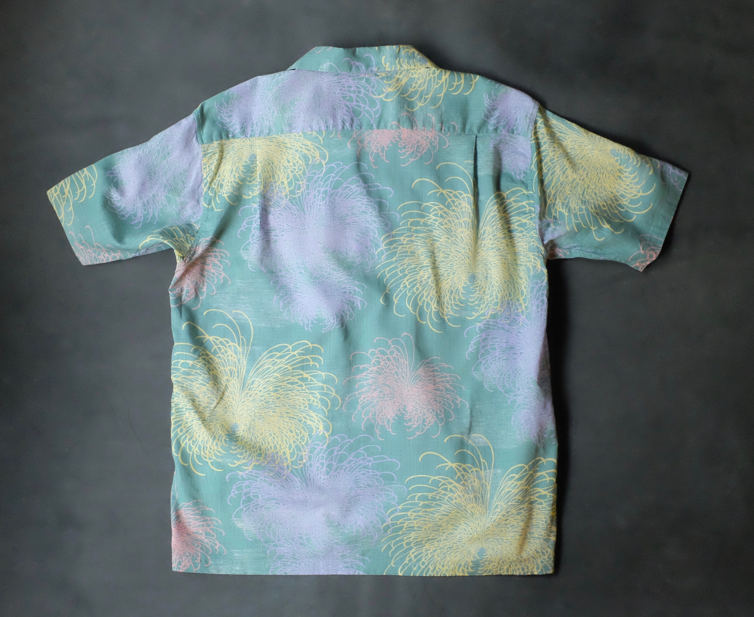 SUN SURF COTTON LINEN SLUBYARN HAWAIIAN SHIRT “CHRYSANTHEMUM” / GREEN