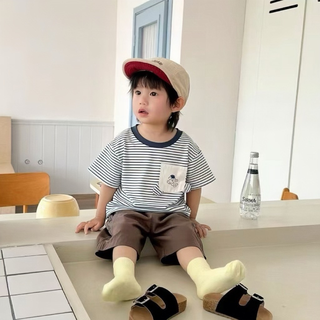 小口袋條紋套裝