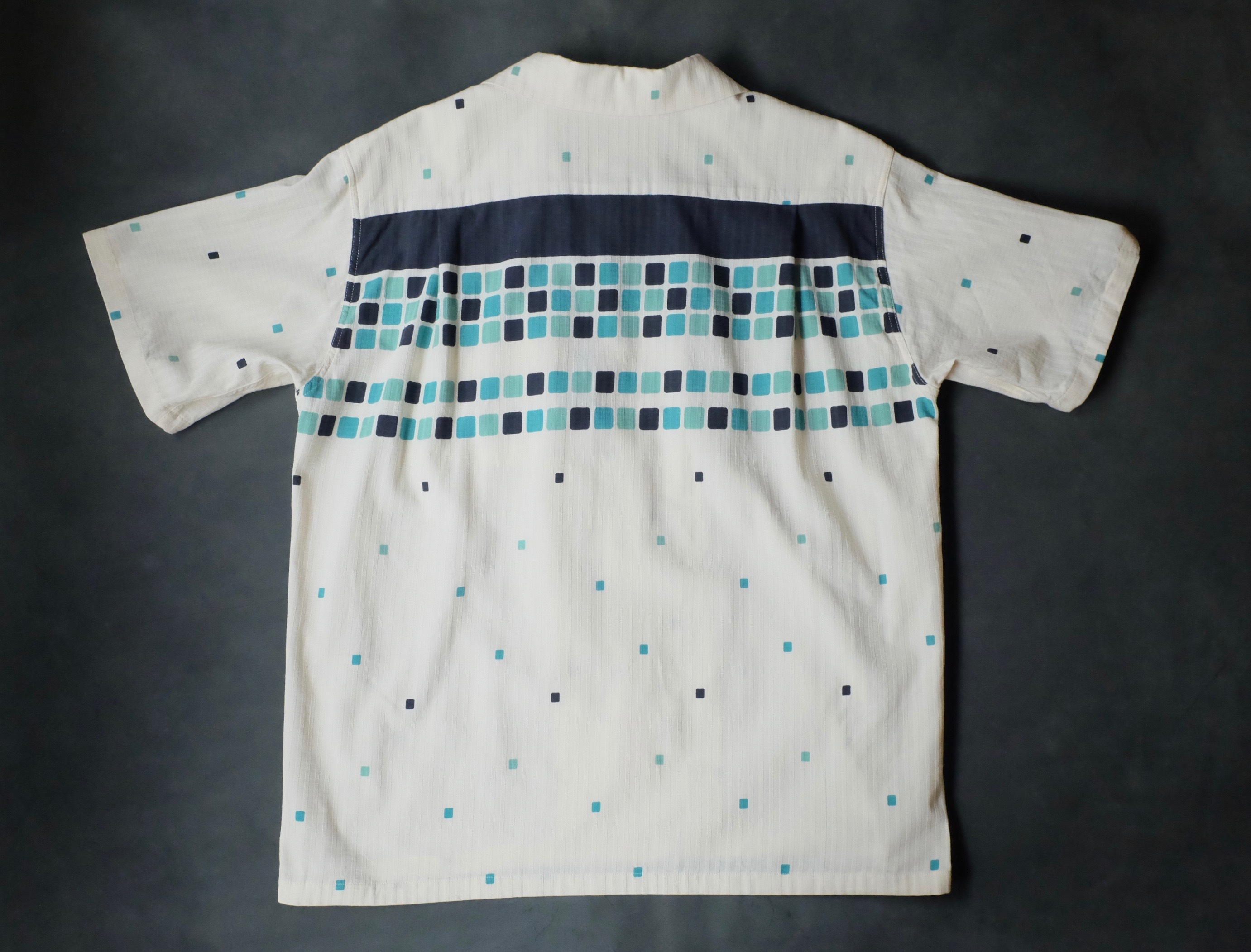 STAR OF HOLLYWOOD DOBBY COTTON OPEN SHIRT “SQUARE” / Green