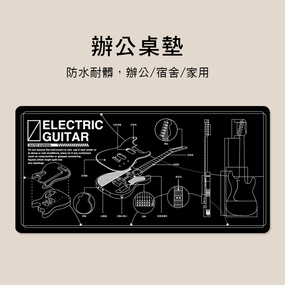 T01 吉他結構圖案 桌墊 滑鼠墊 工作墊 維修墊