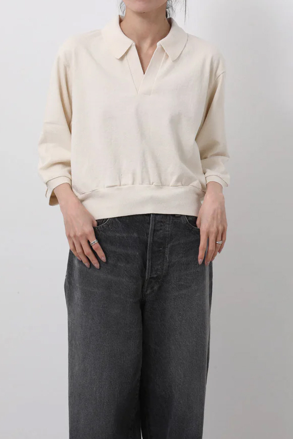 BLURHMS CO/SILK NEP SKIPPER CROPPED SLEEVE (2COL)