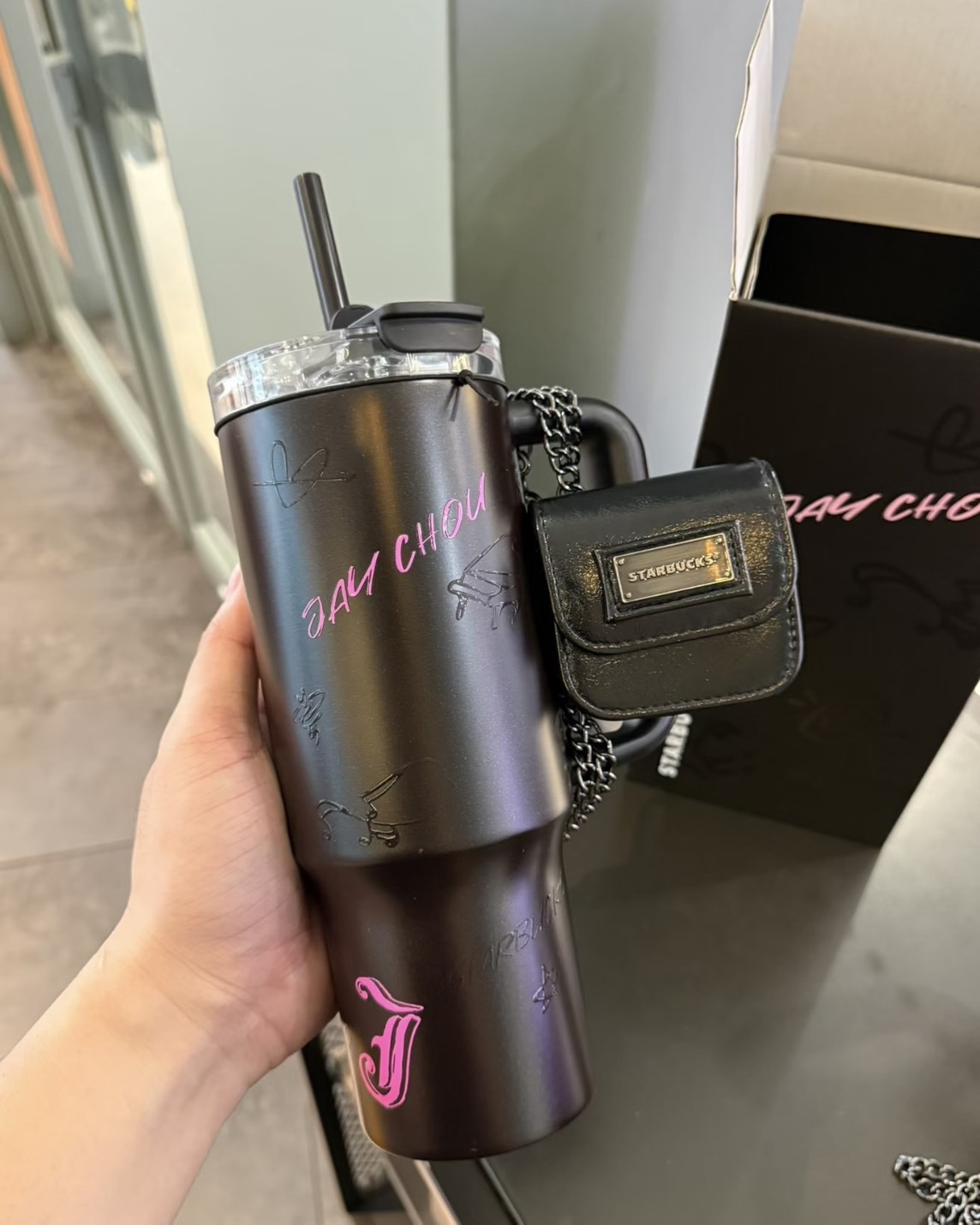 STARBUCKS 星巴克 X  JAY 周杰倫 聯名款 咖啡序曲 塗鴉風格 不鏽鋼 吸管杯 附多功能小包 1010ML