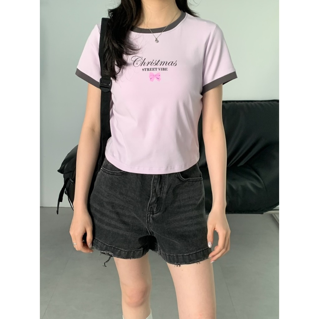A02 心動的那件酷甜配色正肩tee #9961