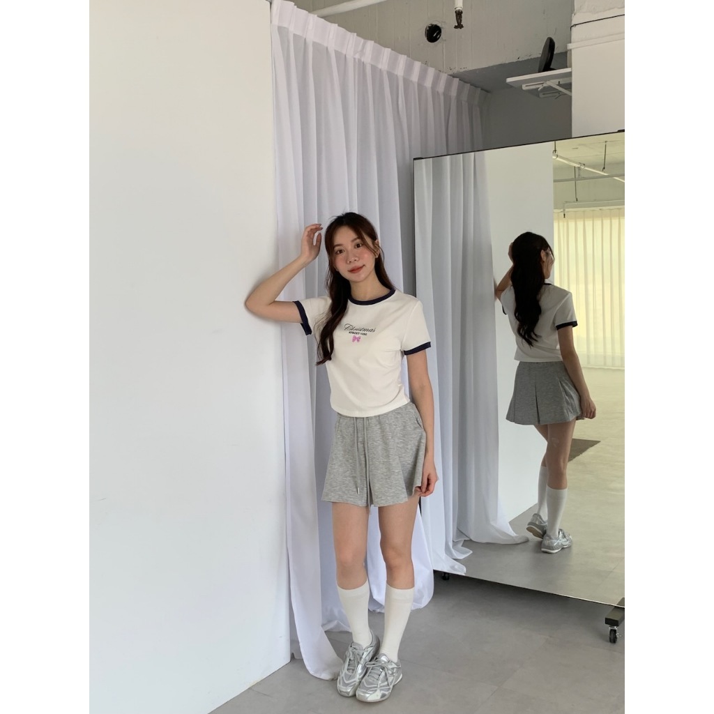A02 心動的那件酷甜配色正肩tee #9961