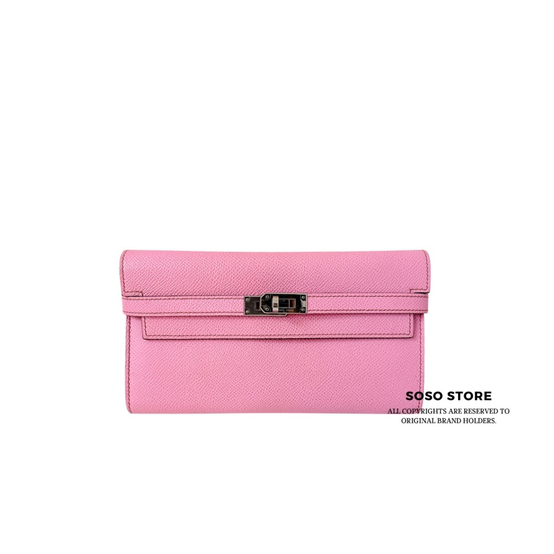 Hermes Kelly Long Wallet- Rose Confetti / SHW