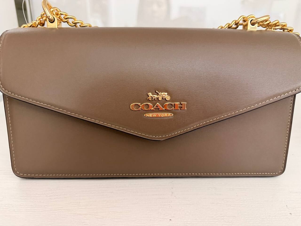 [S] COACH IM/DARK STONE CBI98 KLARE ENVELOPE CROSSBODY BAG, 196395876990 (SCO1237)