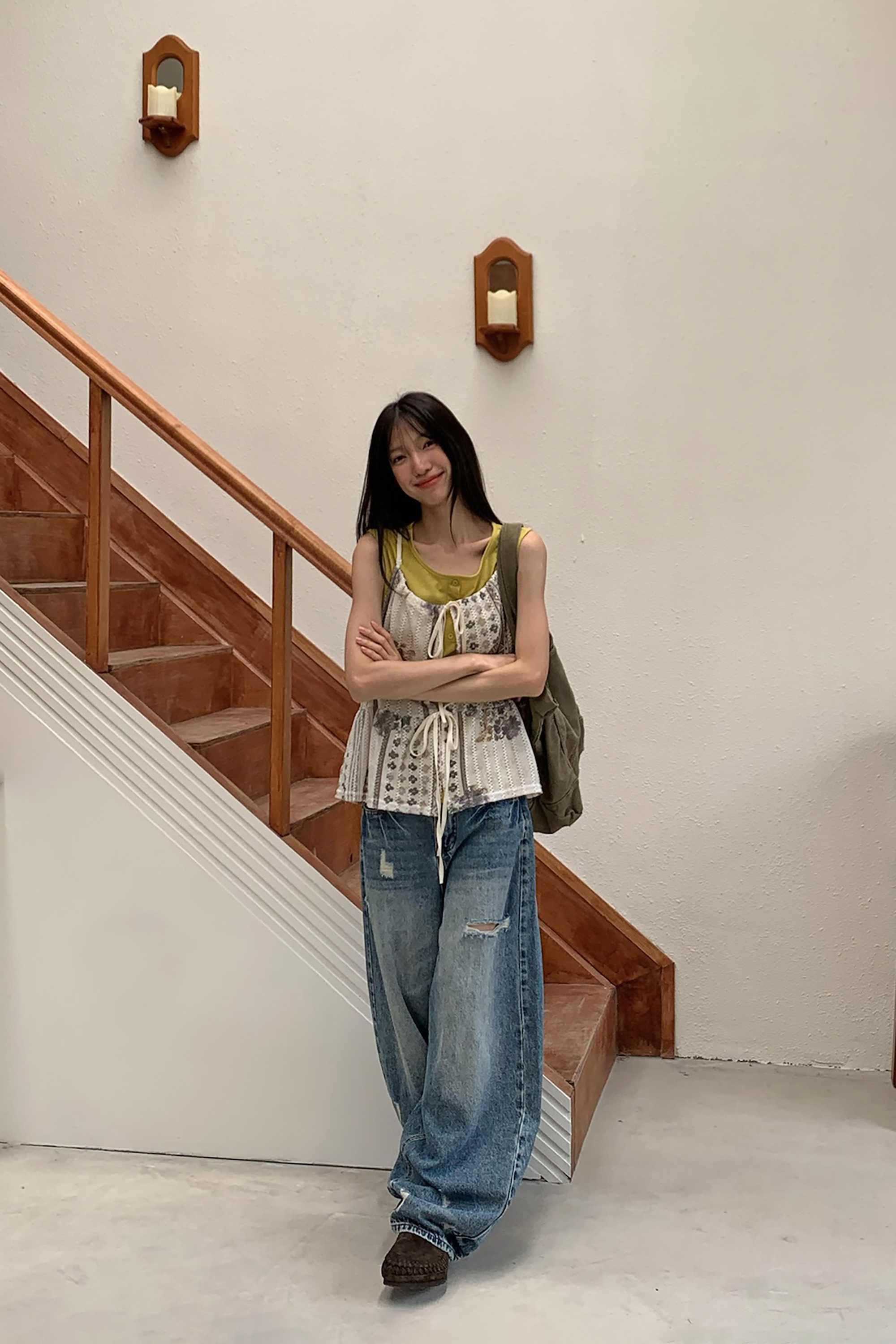 率性日常刷破牛仔長褲