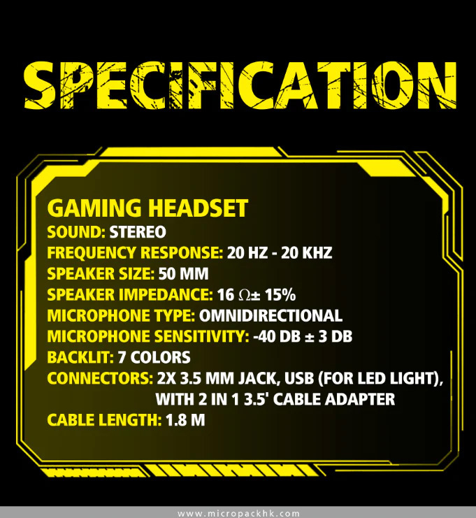 Micropack Computer Wired Gaming Headset GH-02-BK