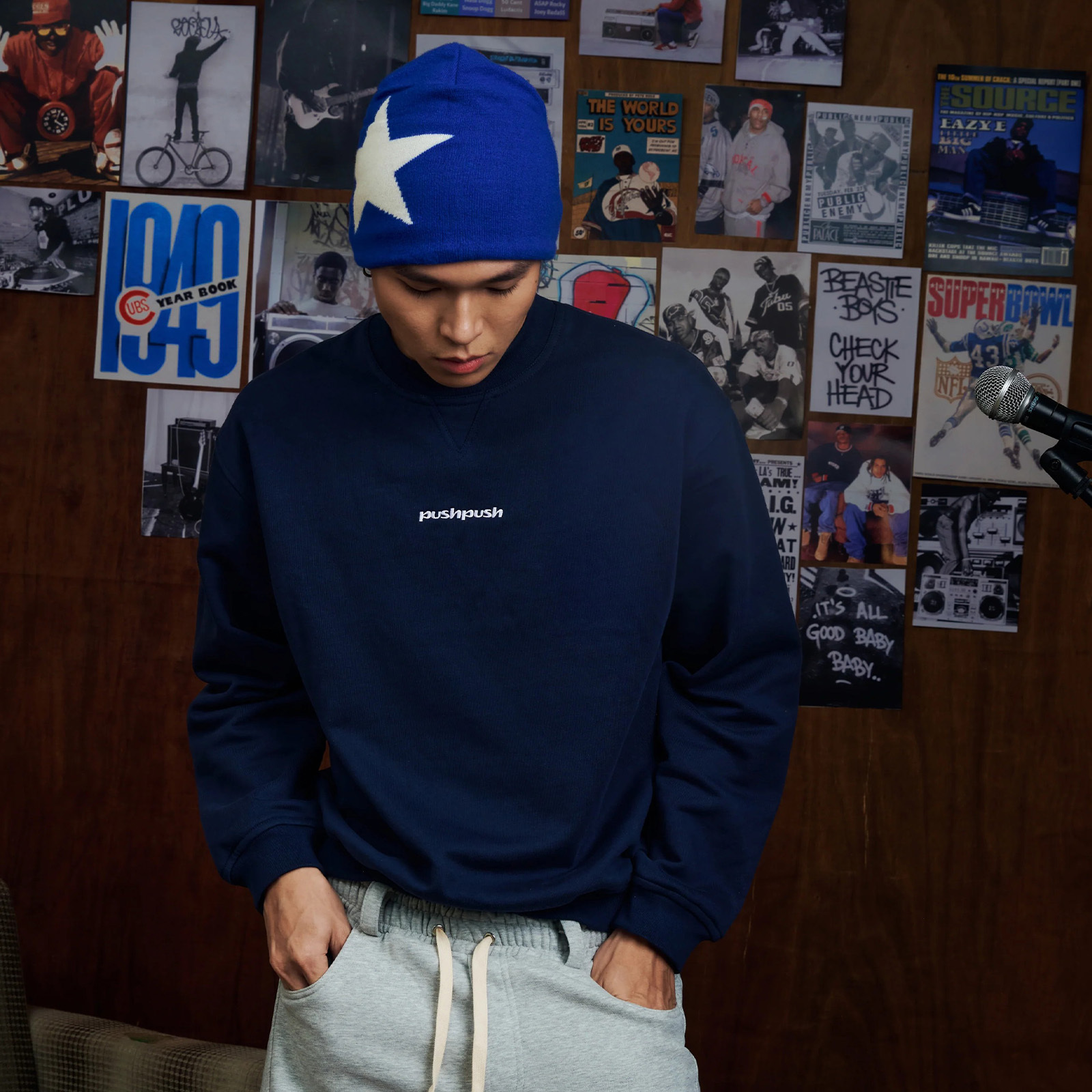 PUSH PUSH PP CORE CREWNECK 刺繡 LOGO 大學Tee 長袖 衛衣