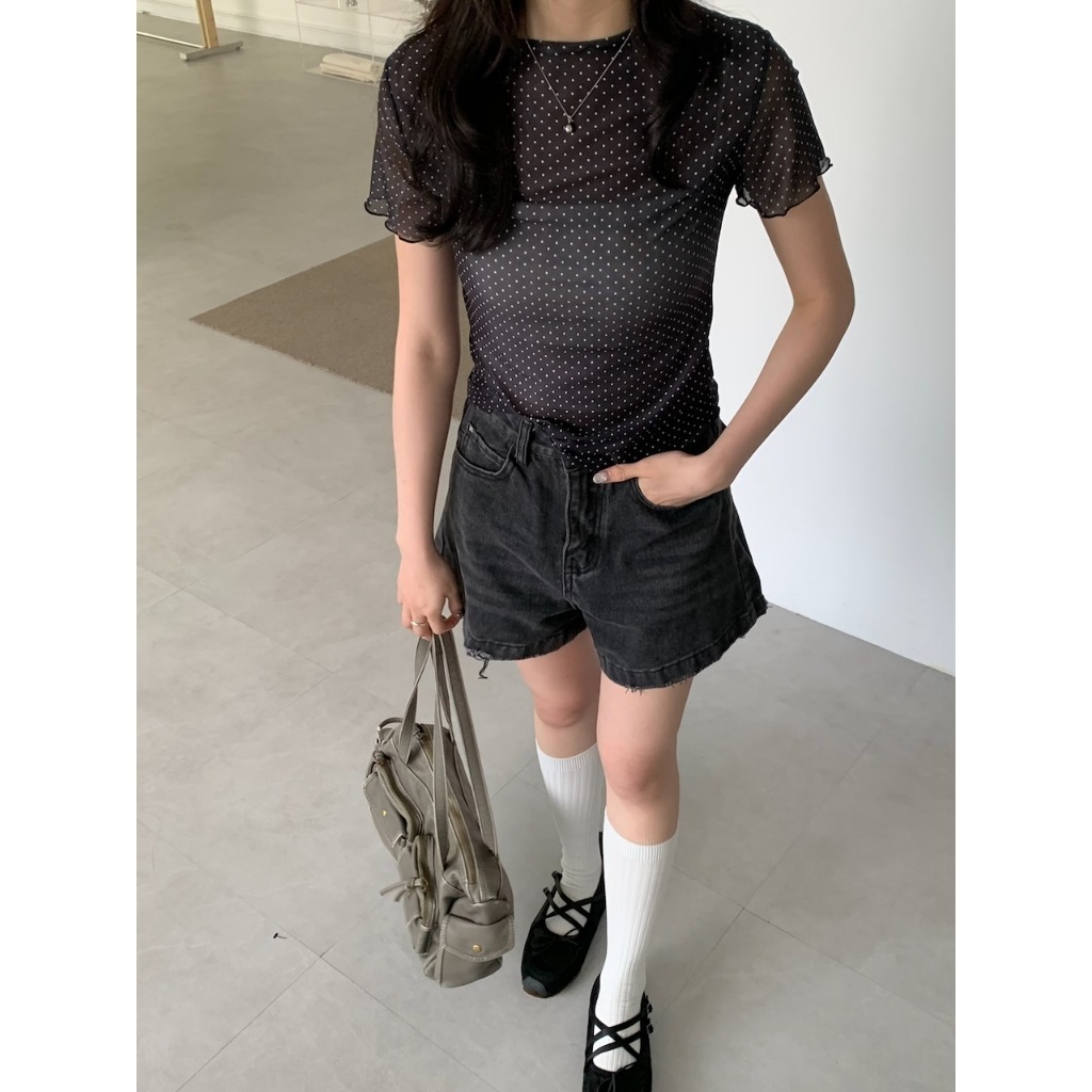 A11 夏日清新碎花透膚短袖tee #9970