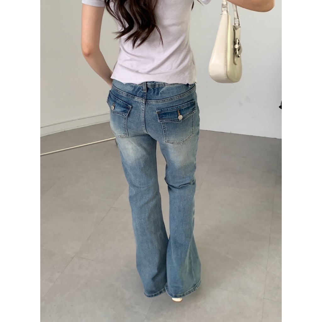 A16 復古辣妹低腰牛仔喇叭褲 #A3123