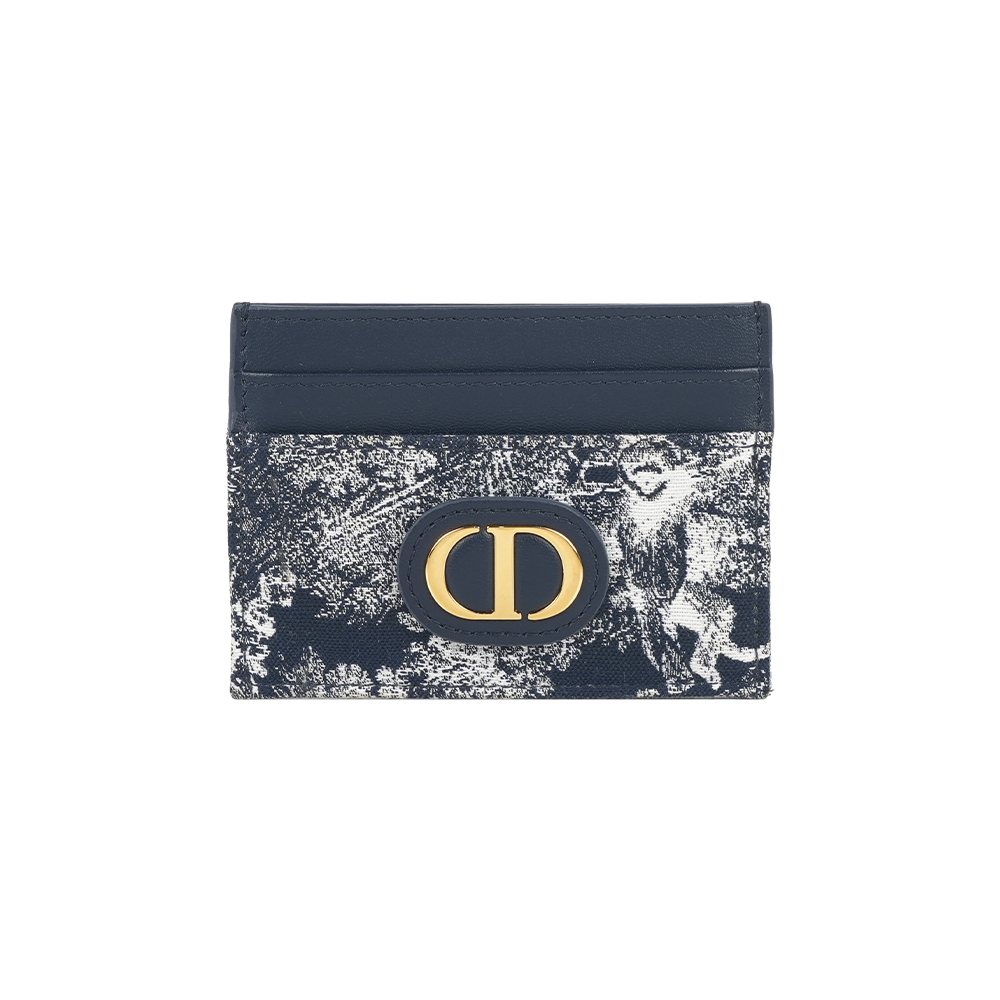 【CHRISTIAN DIOR】Freesia 30 Montaigne 蒙田反轉刺繡卡片夾(藍色)