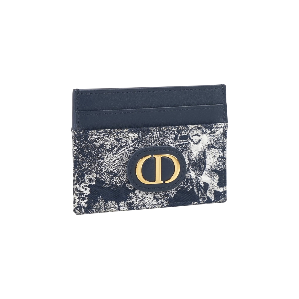 【CHRISTIAN DIOR】Freesia 30 Montaigne 蒙田反轉刺繡卡片夾(藍色)