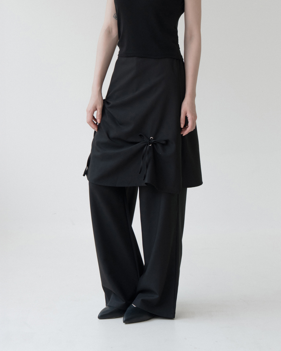 Two-piece tie-up suit trousers skirt S/M/L【04030530】in stock+pre-order