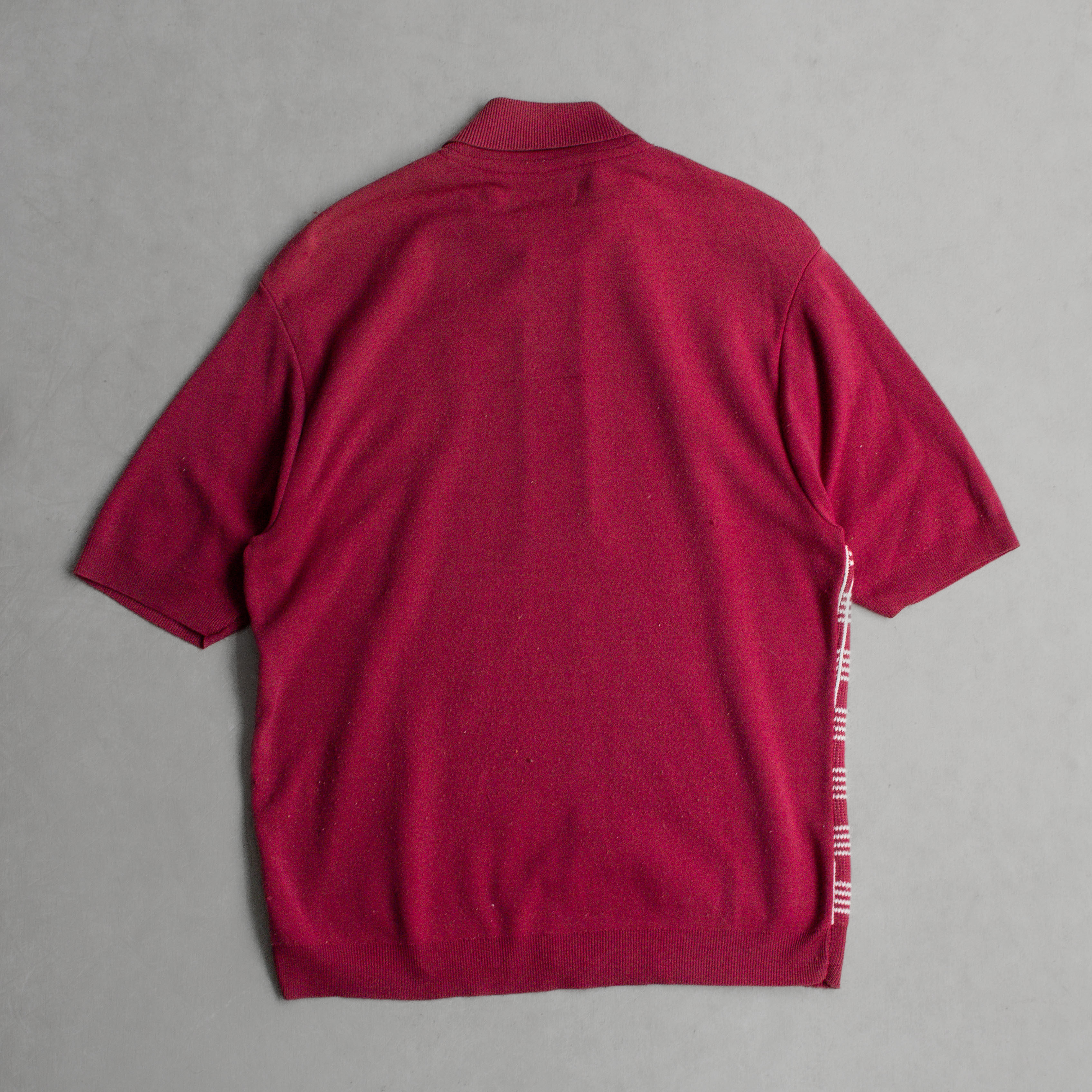 VINTAGE KNIT POLO SHIRT 美國 酒紅 格紋 針織 箭領 短袖 套頭衫
