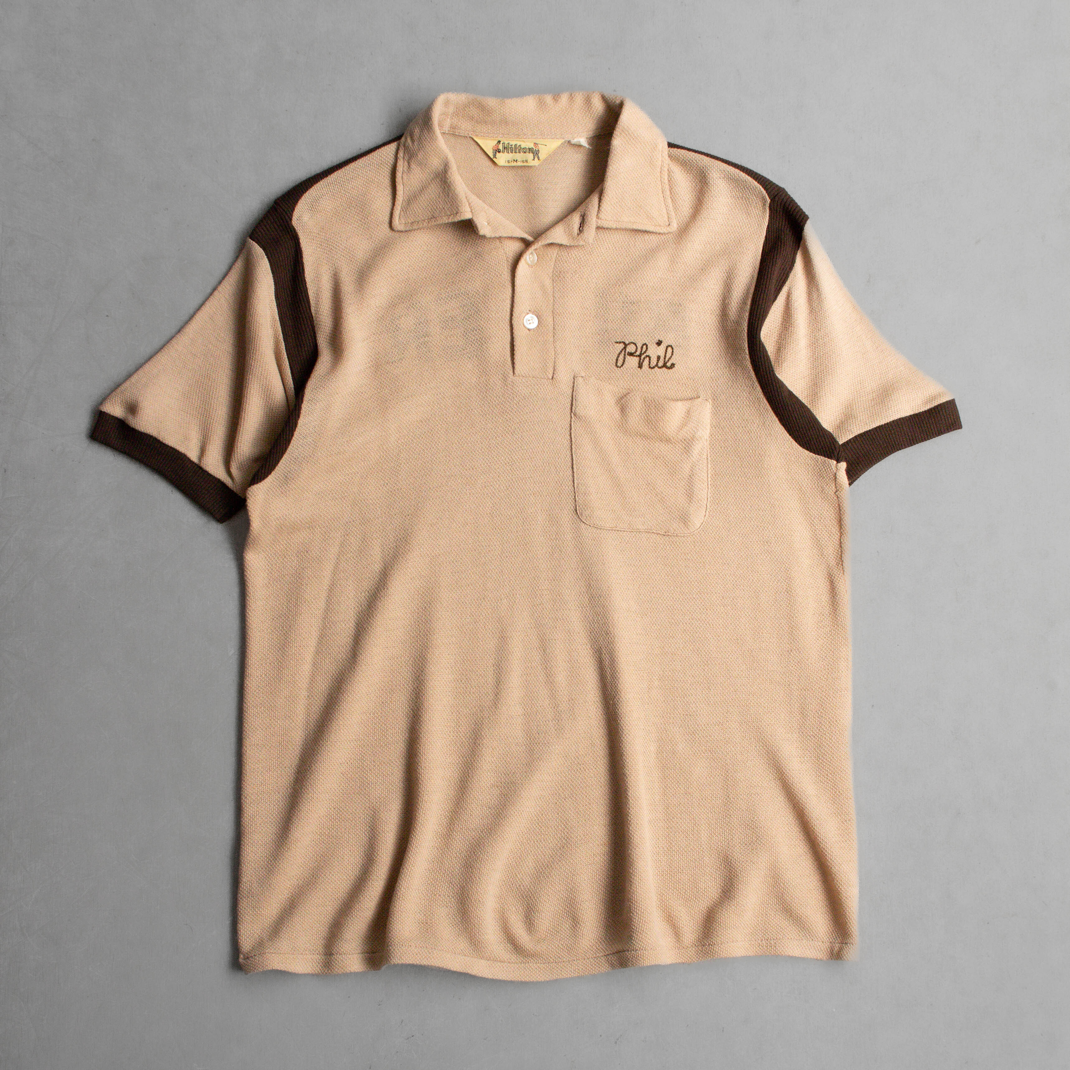 HILTON KNIT BOWLING SHIRT 美國 卡其 滾邊 保齡球 針織 短袖 套頭衫