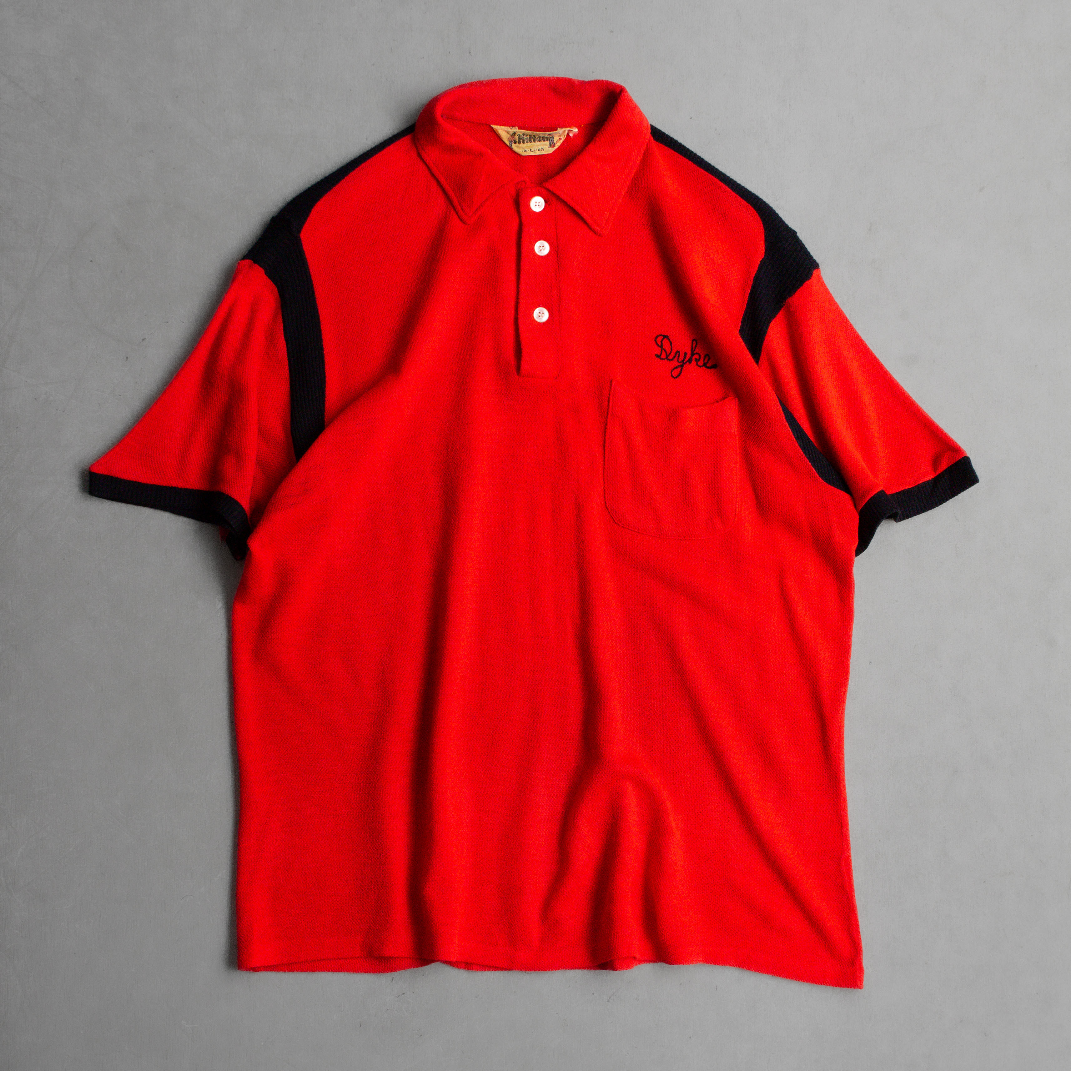 HILTON KNIT BOWLING SHIRT 美國 紅色 滾邊 保齡球 針織 短袖 套頭衫