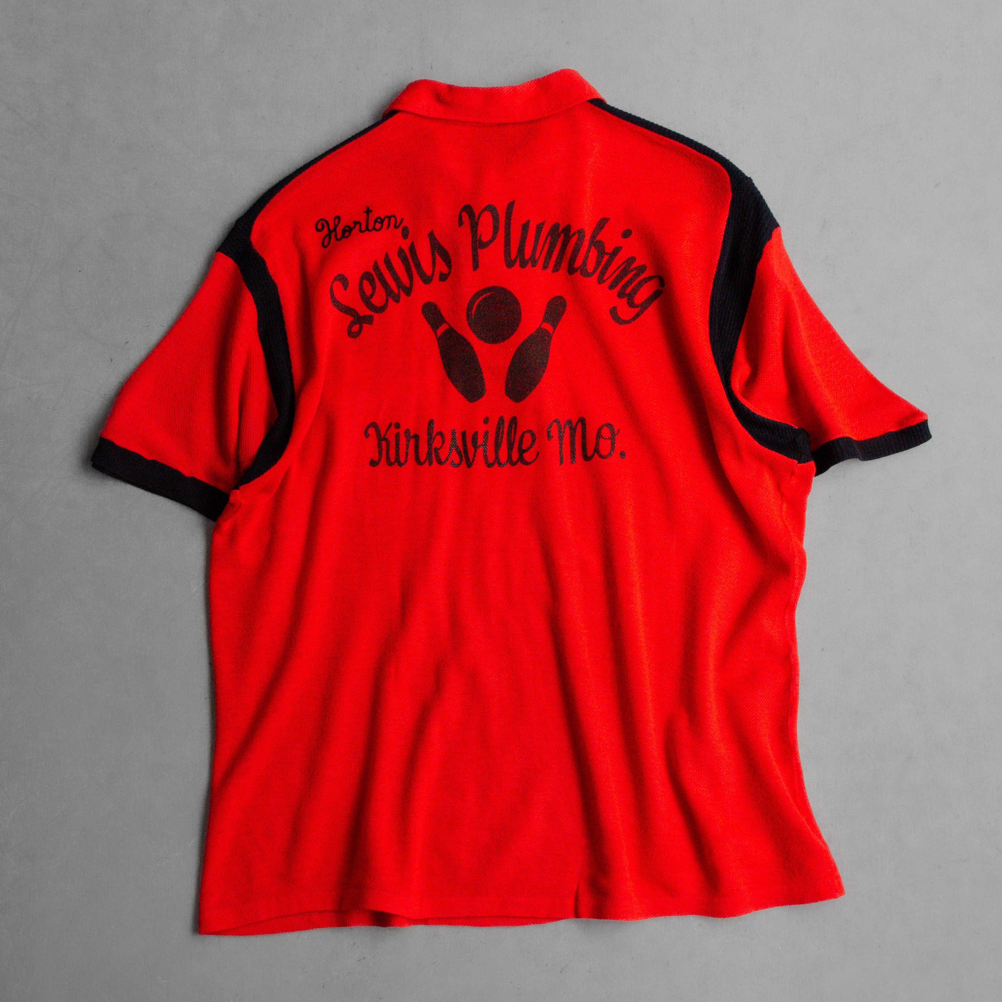 HILTON KNIT BOWLING SHIRT 美國 紅色 滾邊 保齡球 針織 短袖 套頭衫
