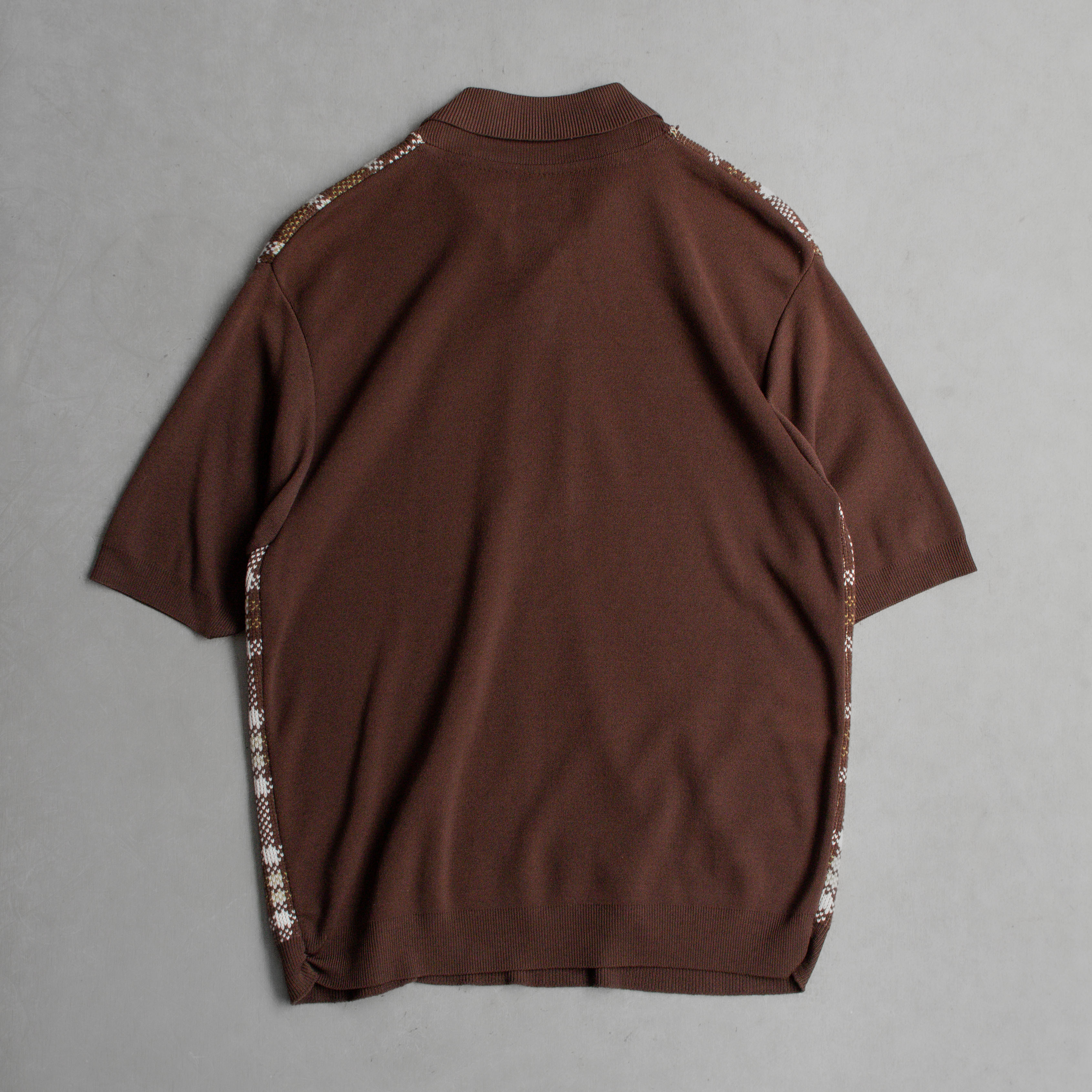VINTAGE KNIT POLO SHIRT 美國 棕色 格紋 針織 箭領 短袖 套頭衫