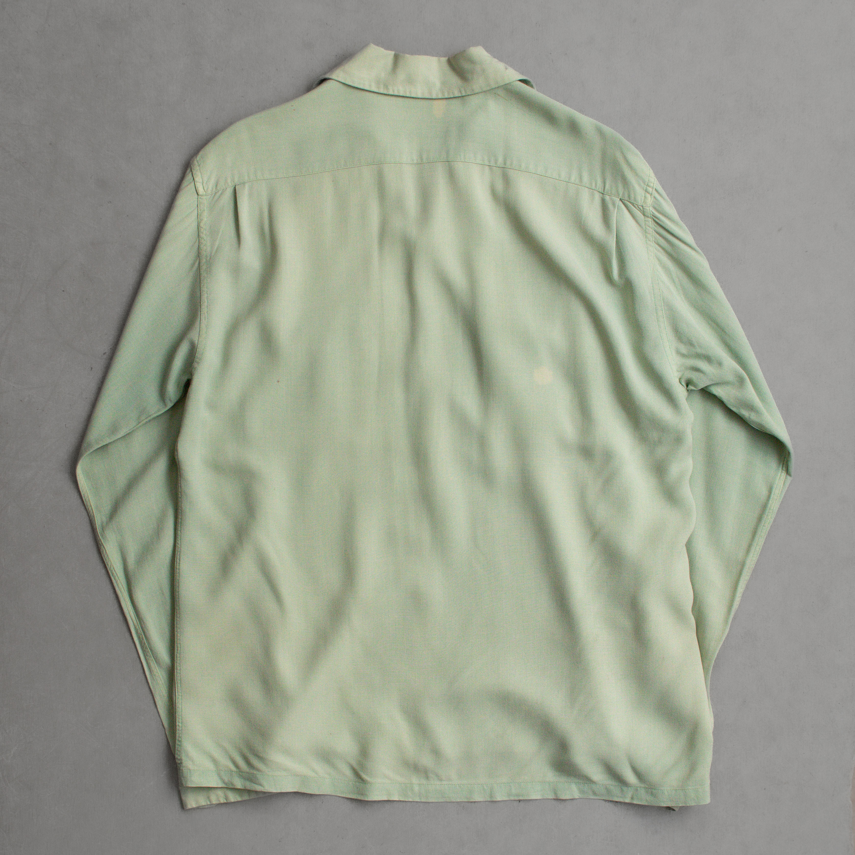 50S AIRMAN RAYON OPEN SHIRT 美國製 粉綠 嫘縈 開領 長袖 襯衫