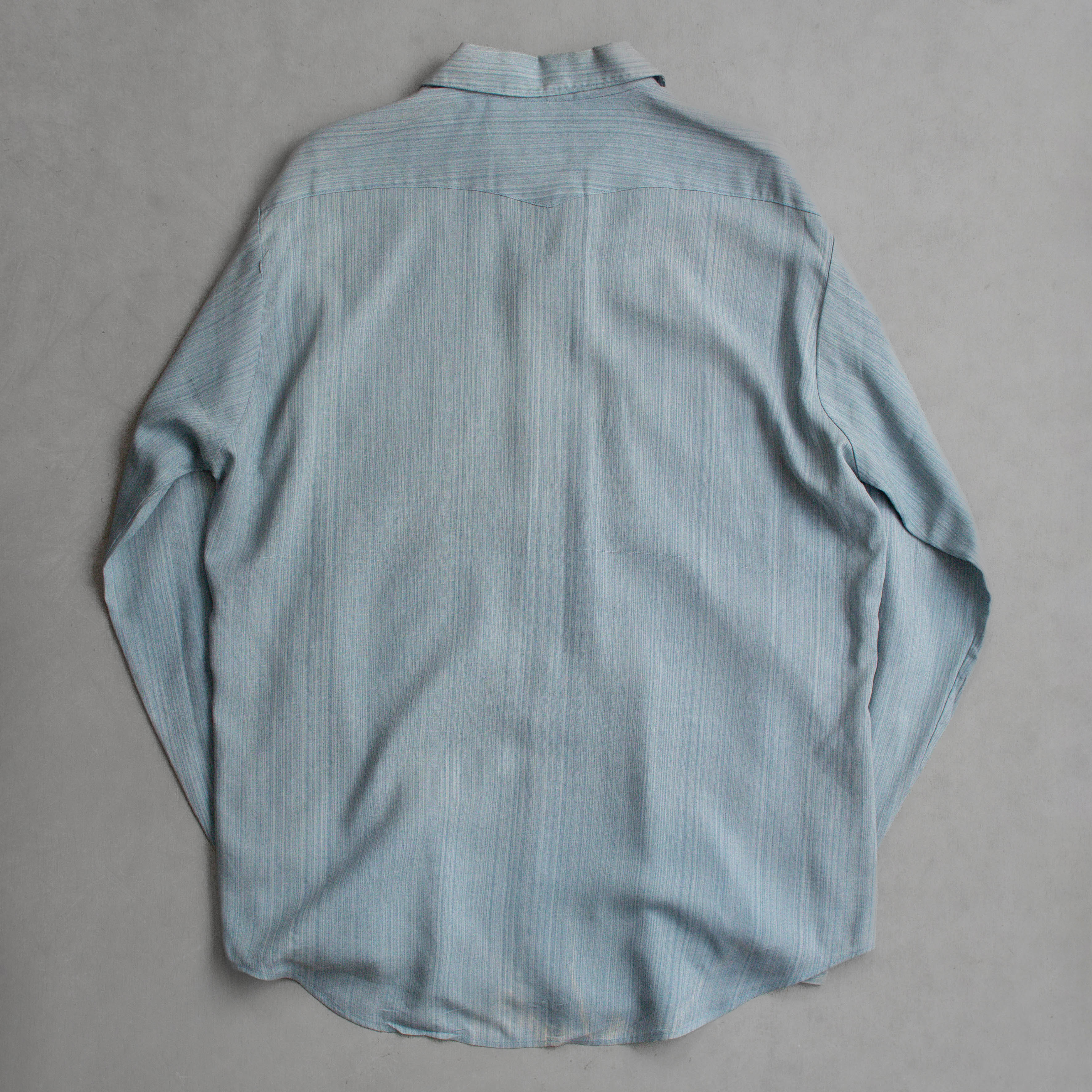 50-60S VINTAGE RAYON WESTERN SHIRT 美國製 淺藍 嫘縈 西部 長袖 襯衫