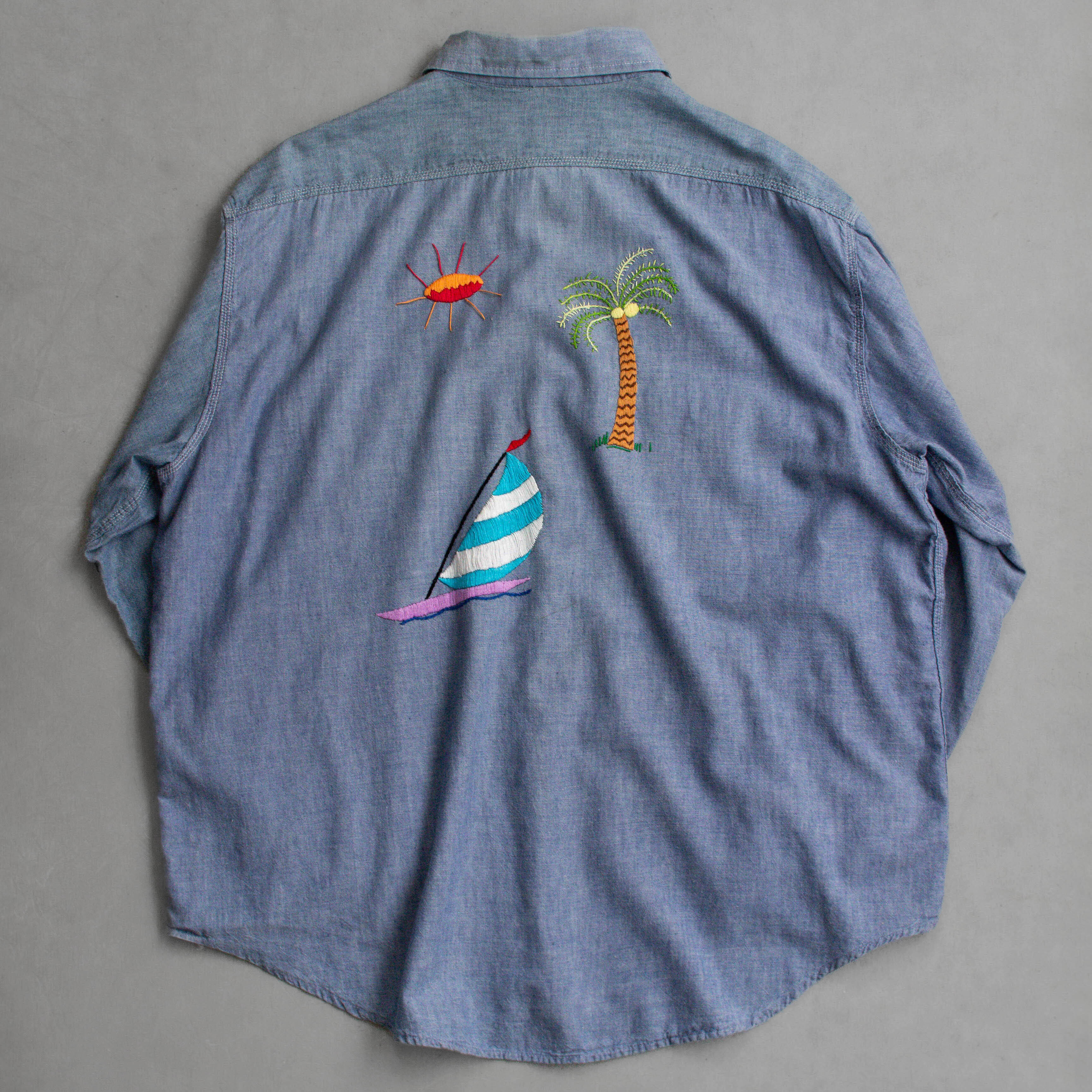 BIG MAC EMBROIDERY CHAMBRAY SHIRT 美國 純棉 刺繡 青年布 長袖 襯衫