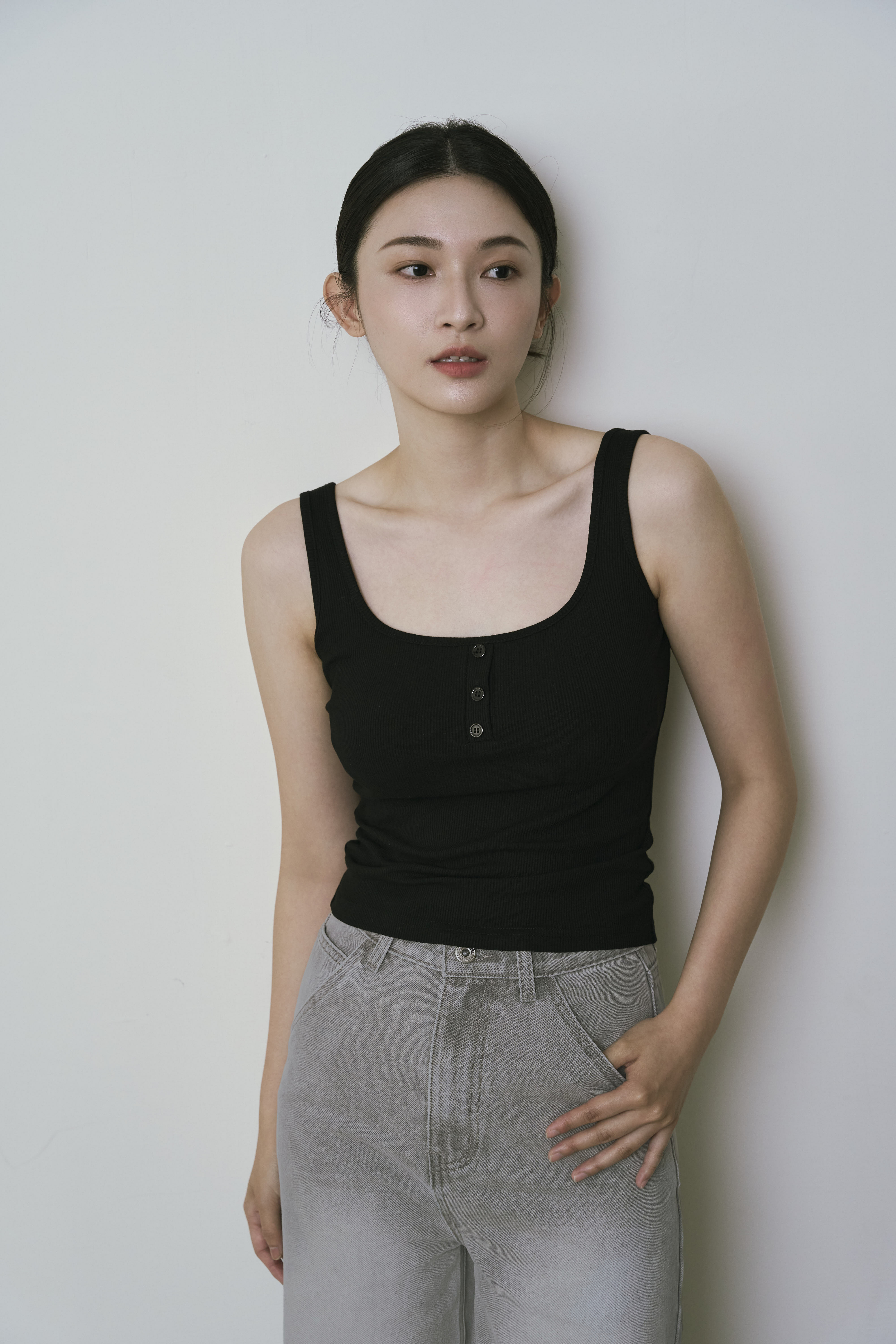 Gmade/U領排釦遮副乳鎖骨背心Bra Top-黑【預購】