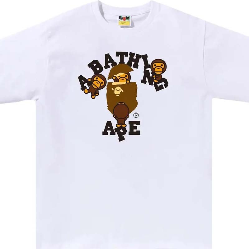 BAPE College Milo Tee 猿人 字母 短袖 白色 RAY-54 [台灣現貨]