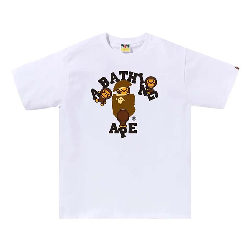 BAPE College Milo Tee 猿人 字母 短袖 白色 RAY-54 [台灣現貨]