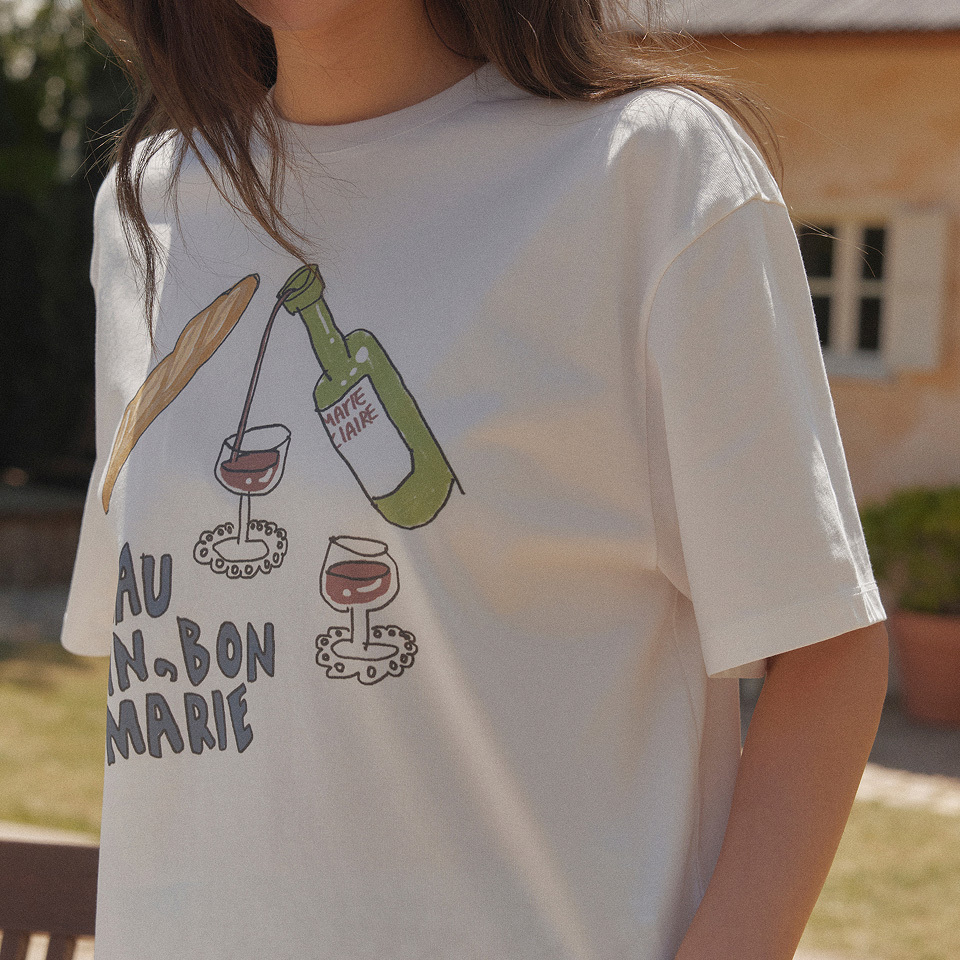 <韓國代購> MARIE CLAIRE FRENCH DRAWING SHORT SLEEVE TEE