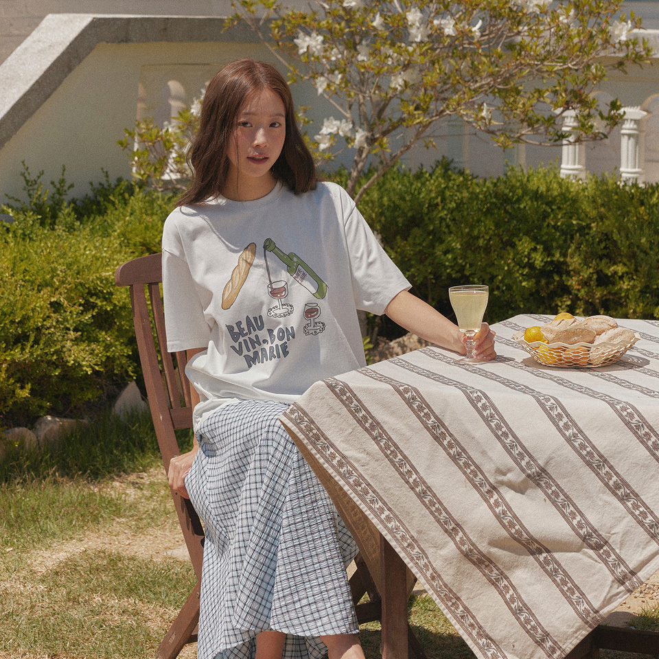 <韓國代購> MARIE CLAIRE FRENCH DRAWING SHORT SLEEVE TEE