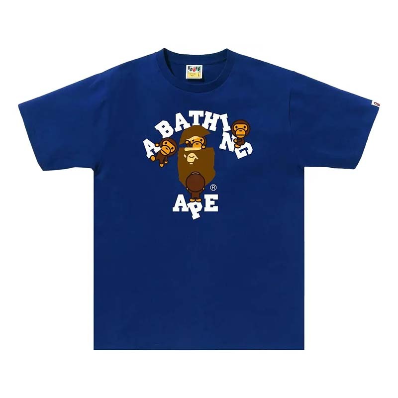 BAPE College Milo Tee 猿人 字母 短袖 藍色 RAY-60 [台灣現貨]